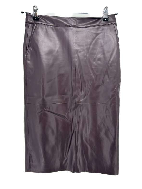 Jupe droite violine en cuir vegan "Ofiona"