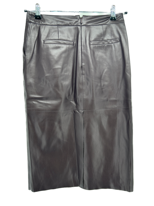 Jupe droite violine en cuir vegan "Ofiona"
