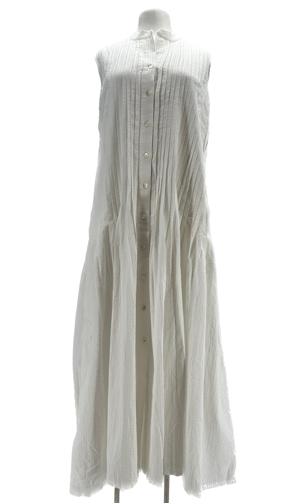 Robe longue écru plissée