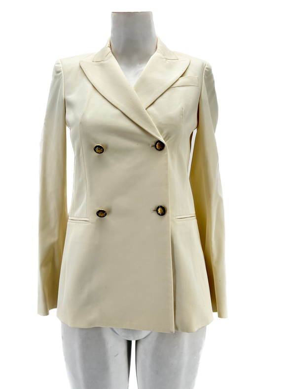 Veste de tailleur croisée blanc cassé