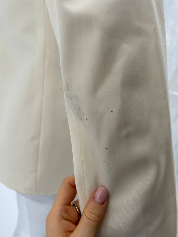 Veste de tailleur croisée blanc cassé