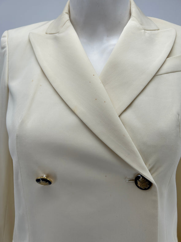 Veste de tailleur croisée blanc cassé