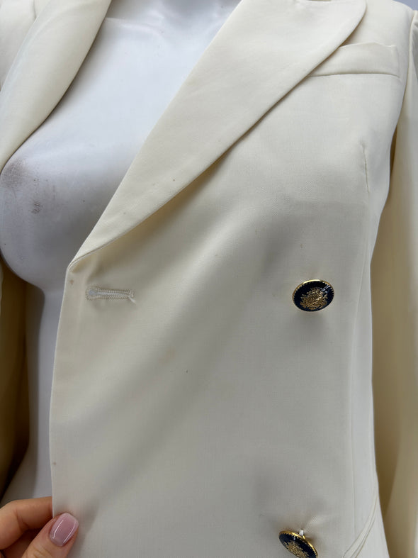 Veste de tailleur croisée blanc cassé