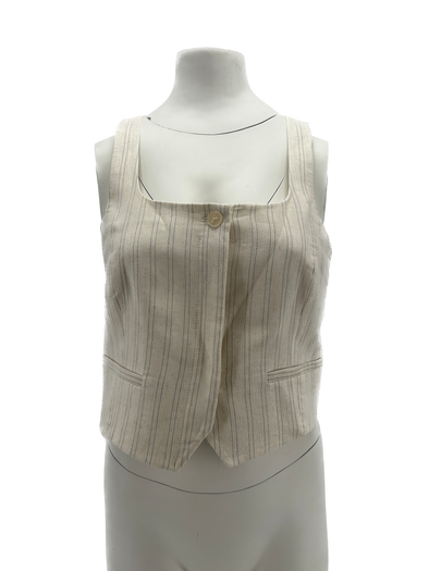 Veste crème sans manches à rayures