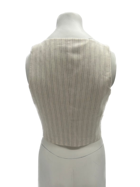 Veste crème sans manches à rayures