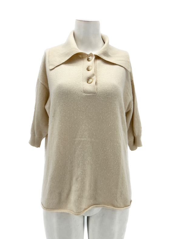 Pull beige manches courtes