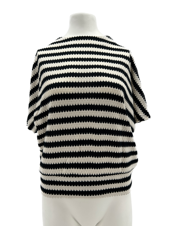 T-shirt rayé noir et blanc en maille