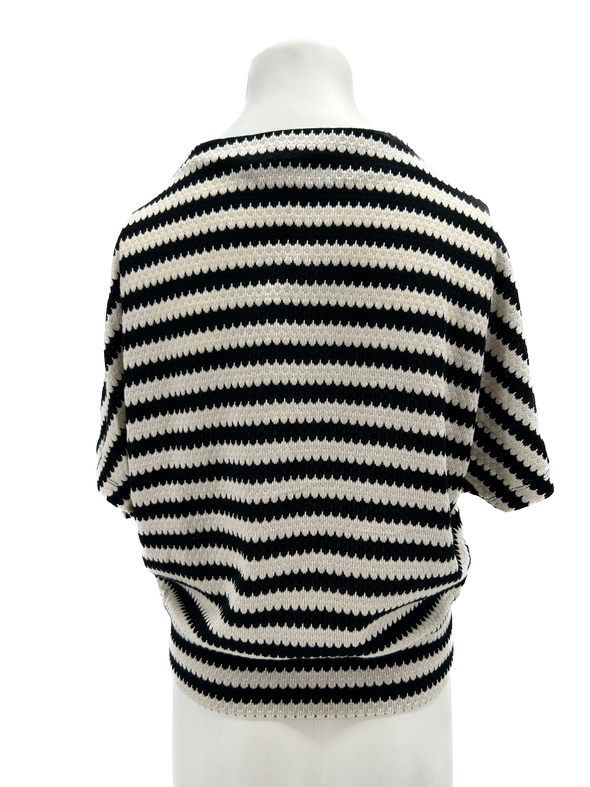 T-shirt rayé noir et blanc en maille