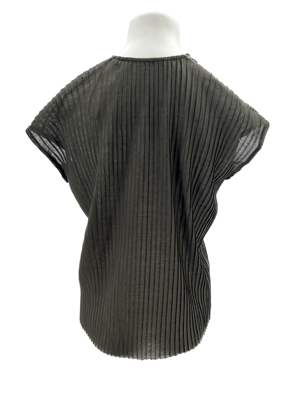 Top plissé kaki transparent