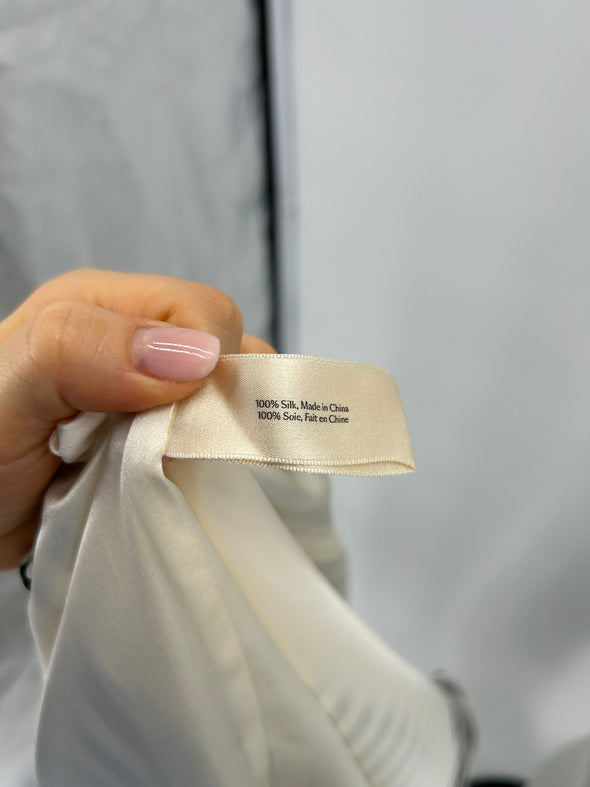 Kimono en soie rayé blanc et noir