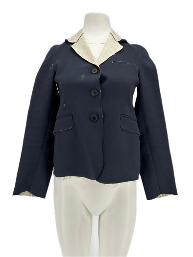 Blazer en mélange de laine et de lin