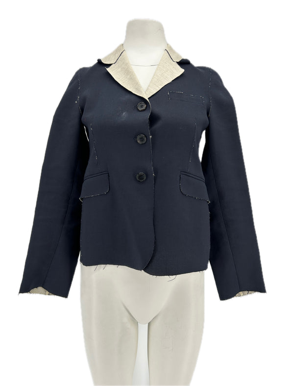 Blazer en mélange de laine et de lin