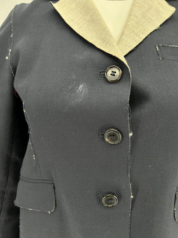 Blazer en mélange de laine et de lin