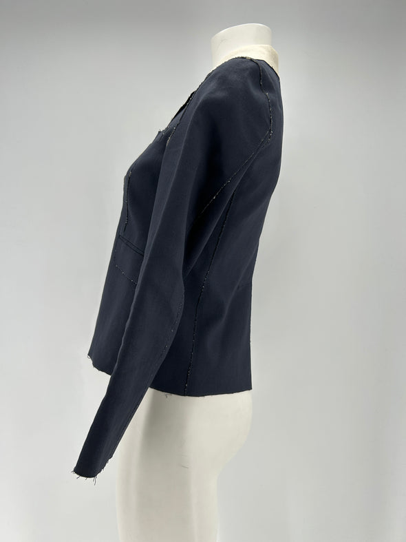 Blazer en mélange de laine et de lin