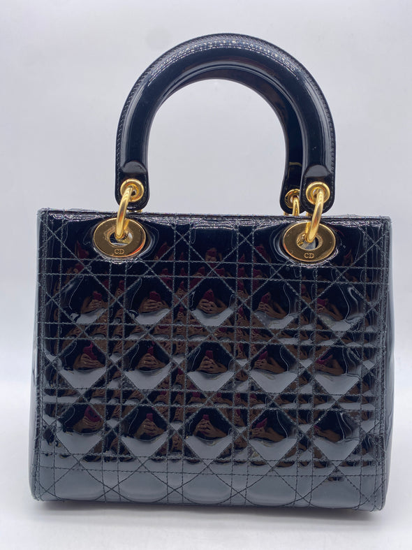 Sac à main "Lady Dior" en cuir vernis