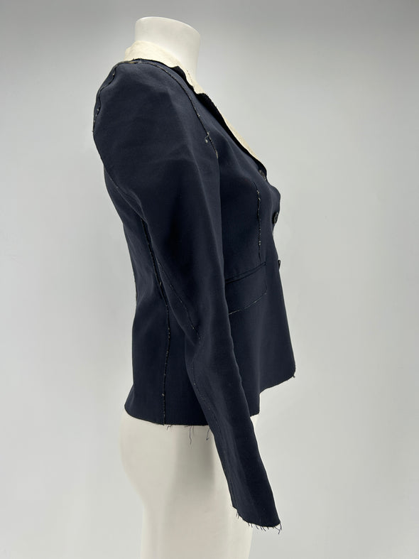 Blazer en mélange de laine et de lin