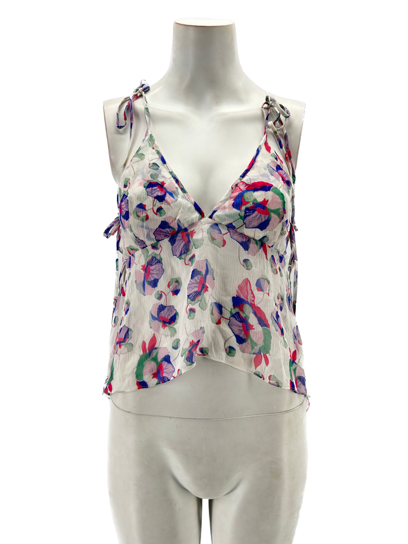 Débardeur transparent à fleurs