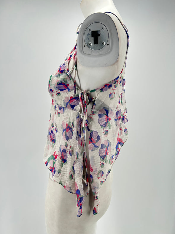 Débardeur transparent à fleurs