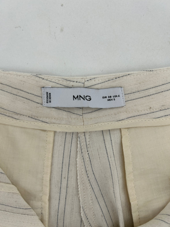 Pantalon large crème à rayures