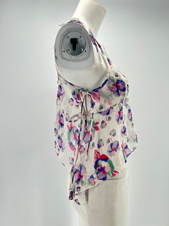 Débardeur transparent à fleurs