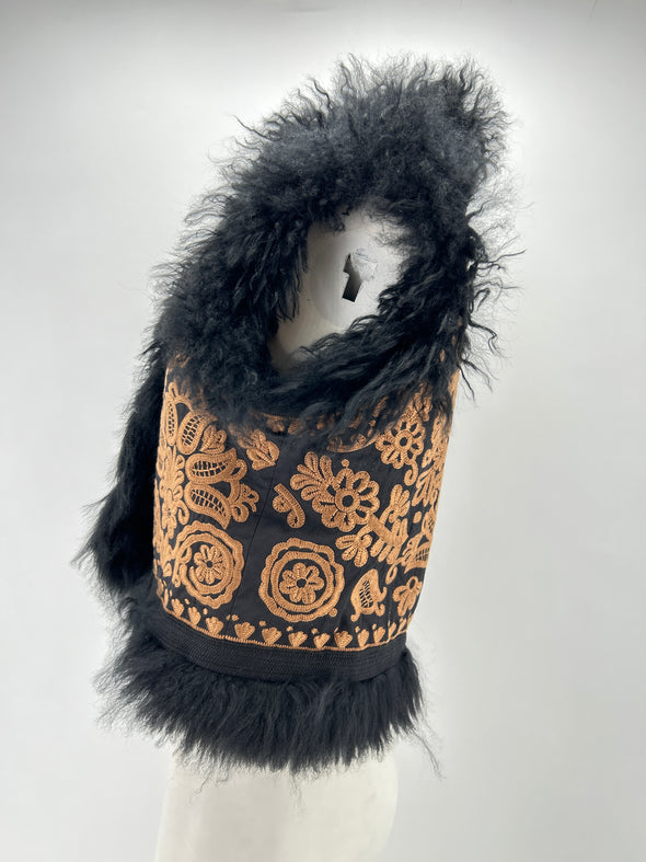 Veste sans manches avec fourrure