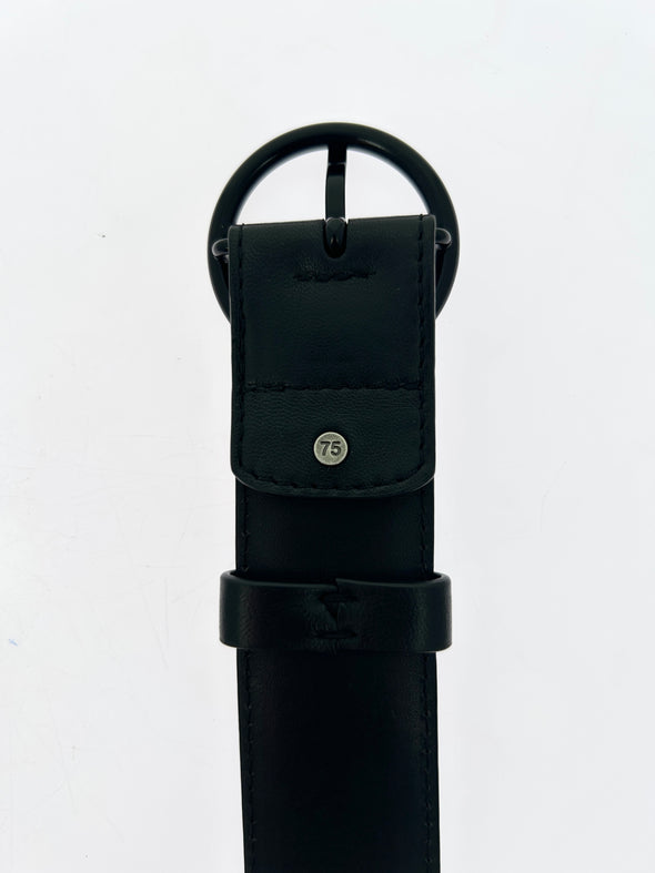Ceinture en cuir noir à boucle ronde