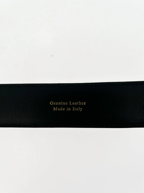 Ceinture en cuir noir à boucle ronde