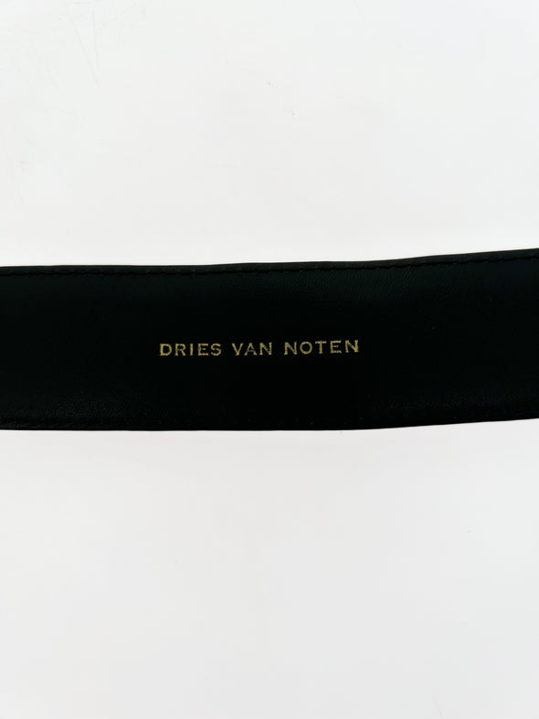 Ceinture en cuir noir à boucle ronde