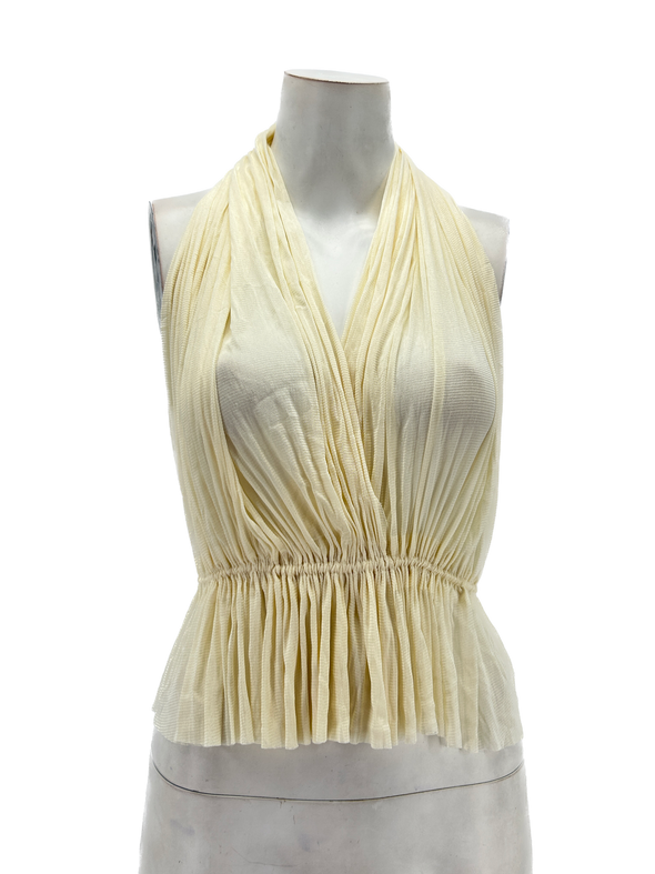 Top blanc plissé à dos nu