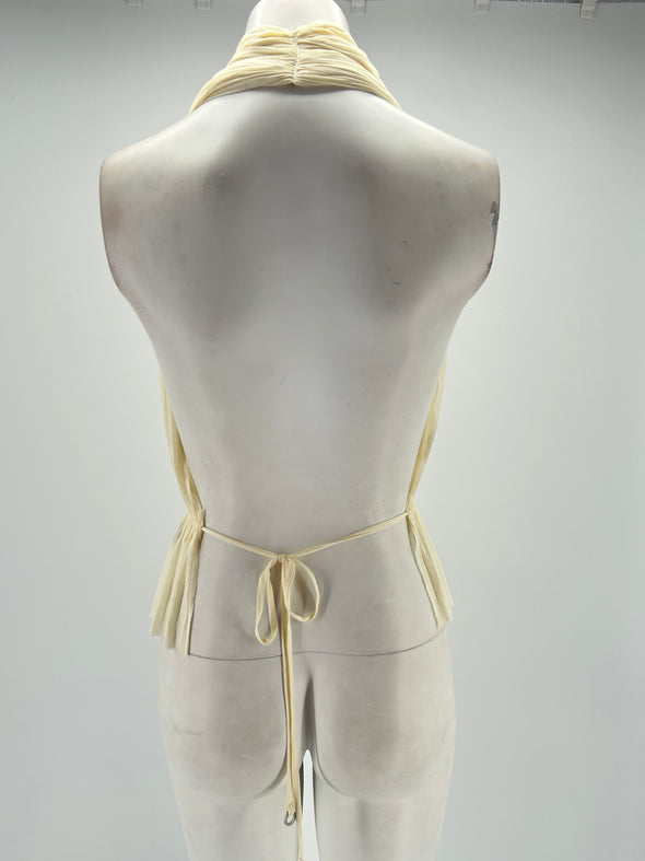 Top blanc plissé à dos nu