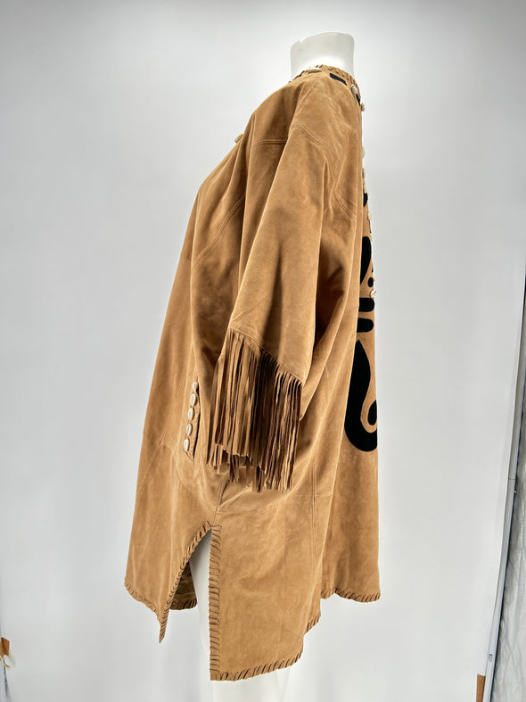 Veste poncho en daim