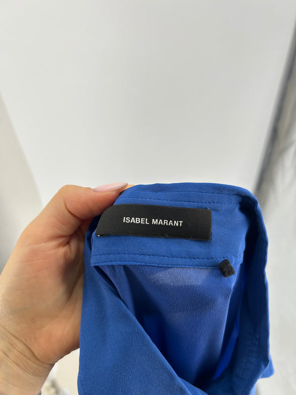 Chemise en soie bleue