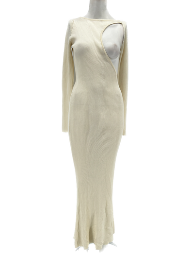 Robe asymétrique en maille blanche "Penelope"