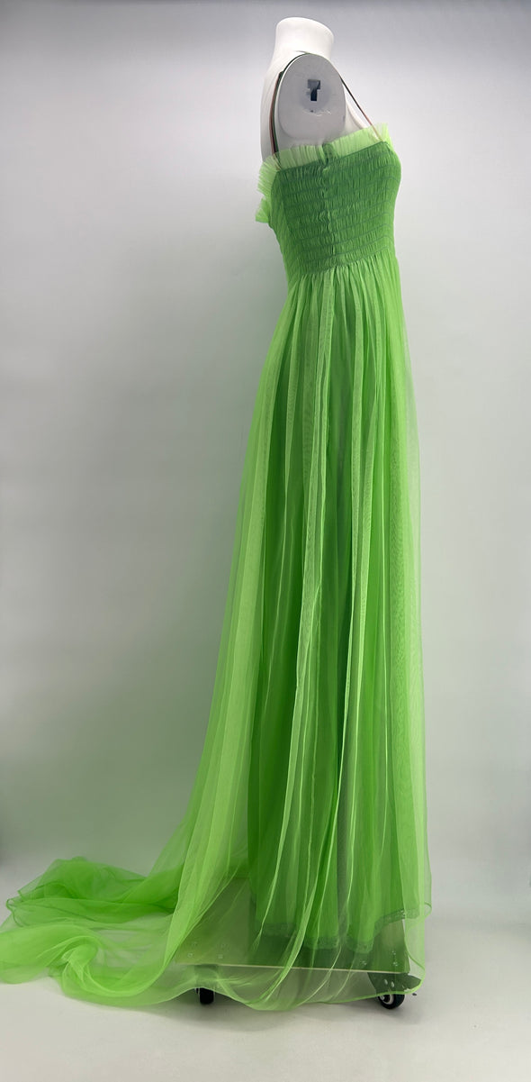 Robe longue en tulle verte