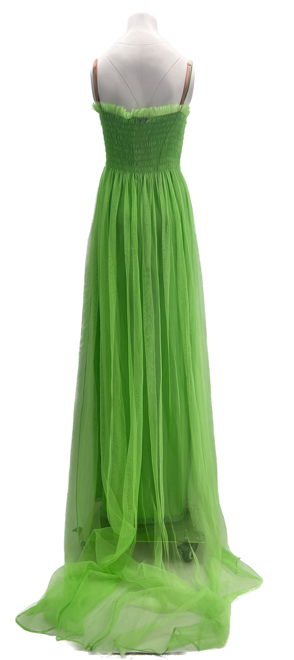 Robe longue en tulle verte