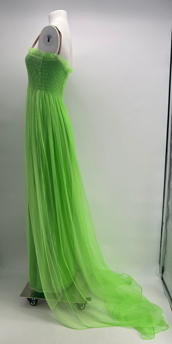 Robe longue en tulle verte