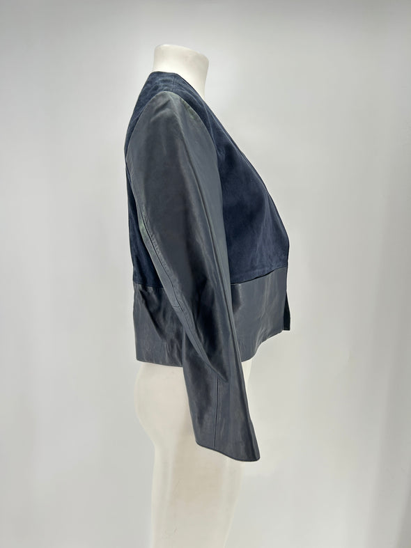 Veste marine en cuir