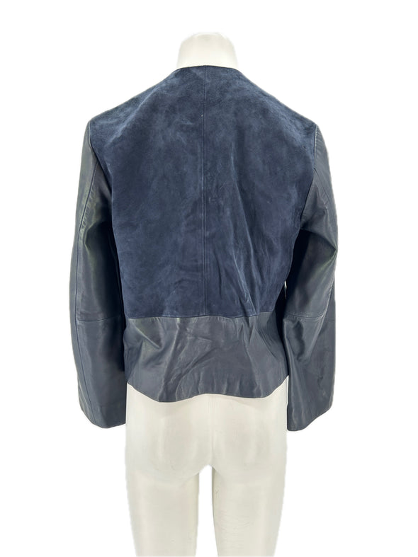 Veste marine en cuir