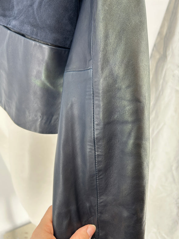 Veste marine en cuir