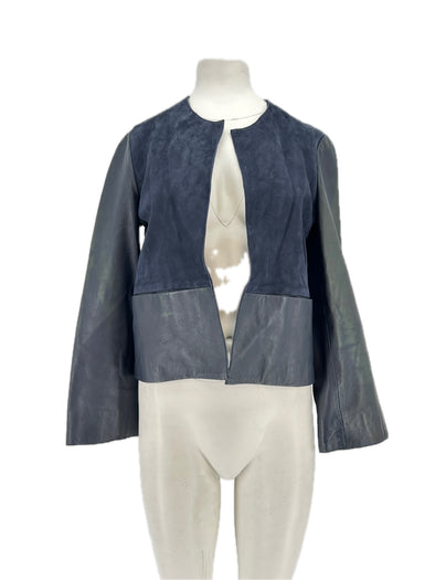 Veste marine en cuir