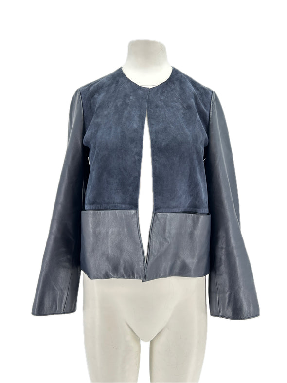 Veste marine en cuir