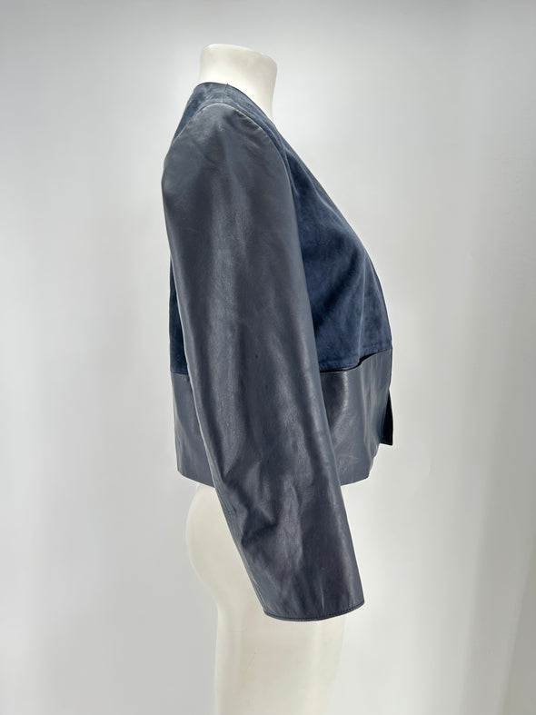 Veste marine en cuir