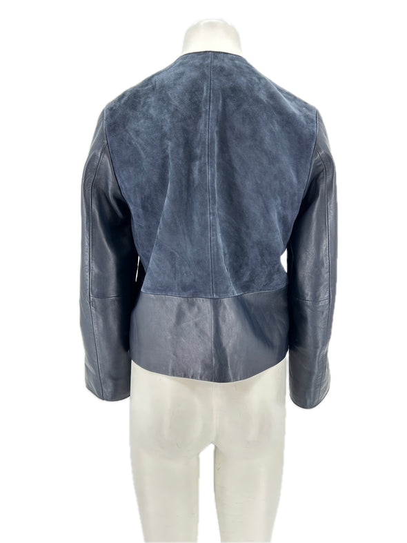 Veste marine en cuir