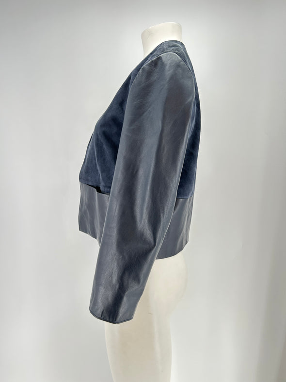 Veste marine en cuir