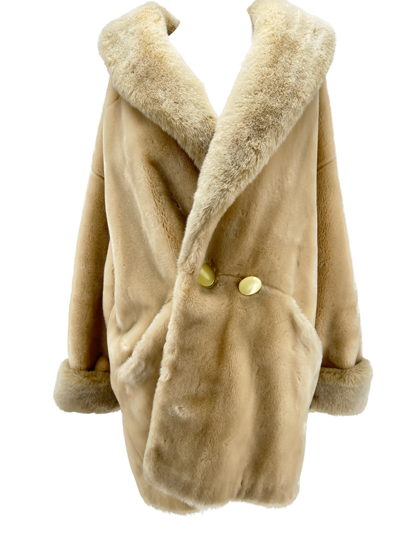 Manteau en fausse fourrure beige