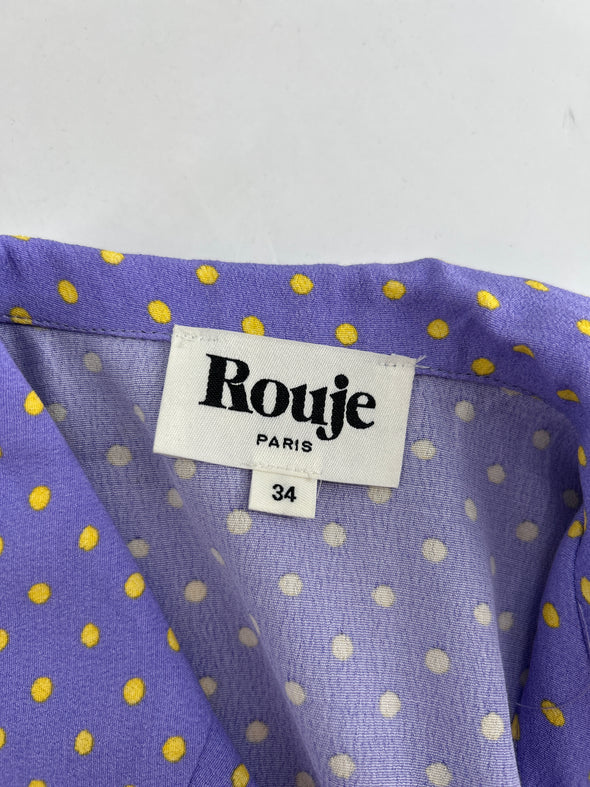 Robe parme à pois jaune " MARIN"