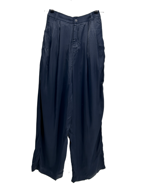 Pantalon plissé bleu marine