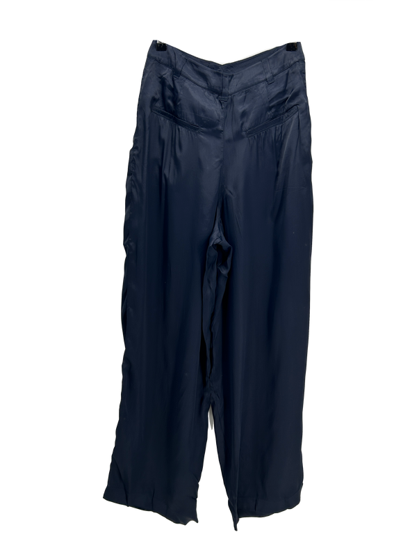 Pantalon plissé bleu marine