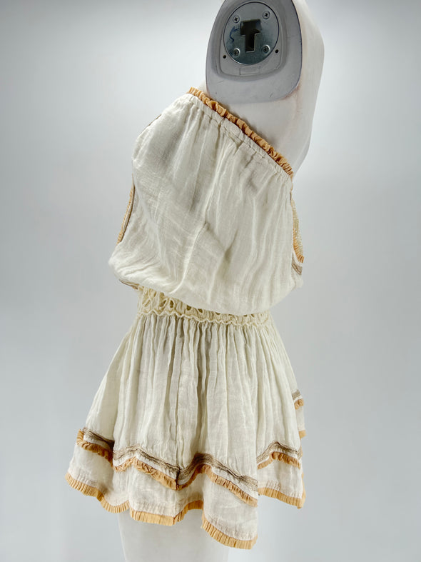 Bustier à volants blanc cassé