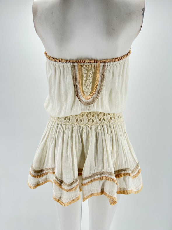 Bustier à volants blanc cassé